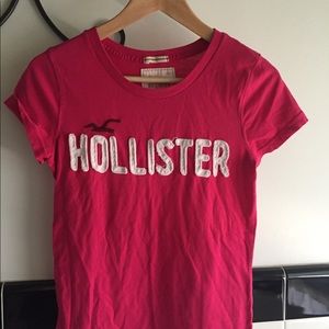 Hollister T-shirt L Womens pink and white